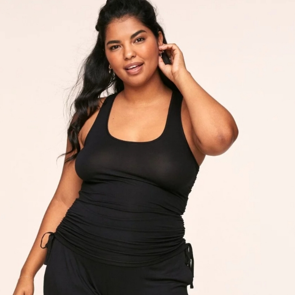 Women's Adore Me Jayden cozy pajama knit tank top black NWOT
